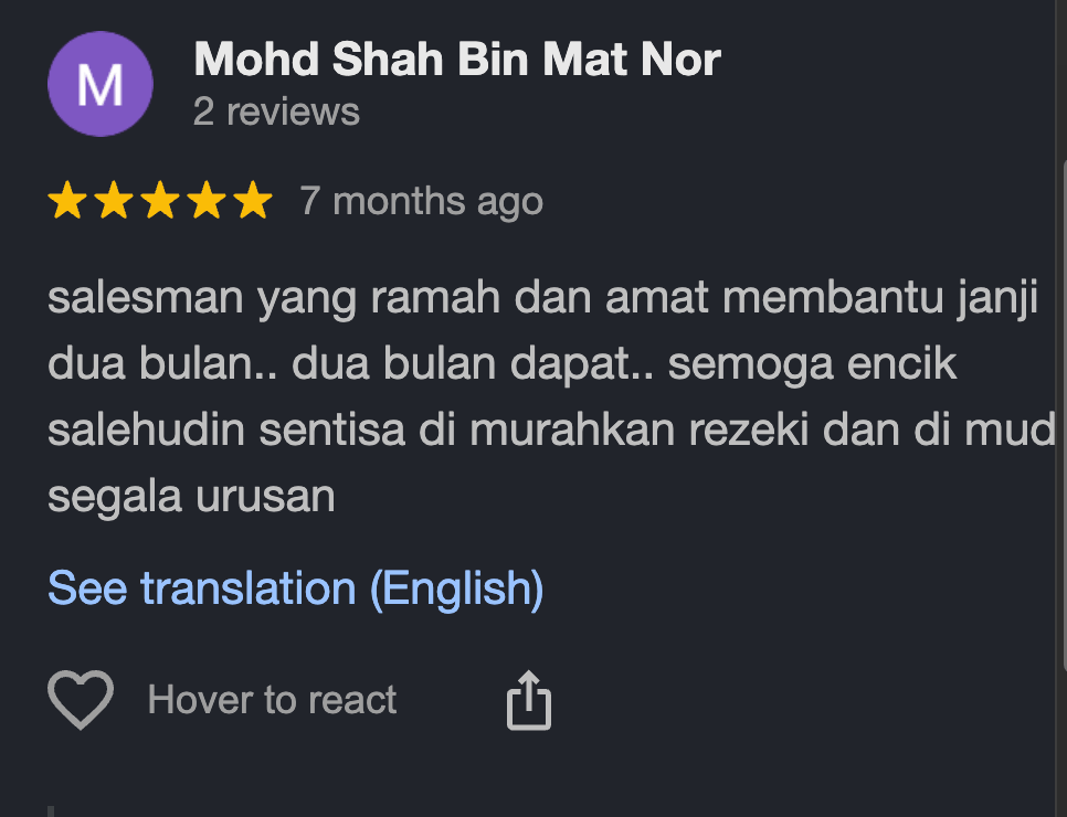 Screenshot Google review Proton 7